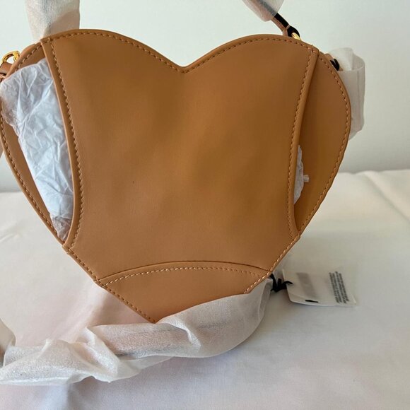 SS22 MOSCHINO Couture Jeremy Scott Peach Heart Shaped Leather Biker Jacket Bag - Picture 9 of 14